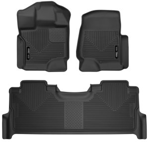 Ford F-250 Super Duty Floor Liners - Rear - Husky Liners - X-act Contour - Black - `17-`19